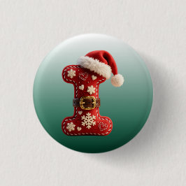 Layered Pastel Gold Trim Letter I 缶バッジ