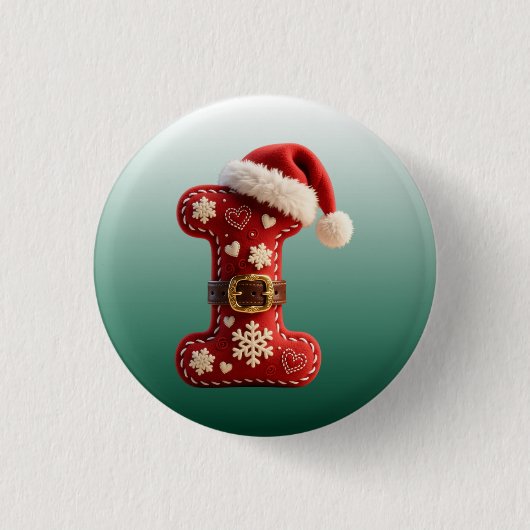 Layered Pastel Gold Trim Letter I 缶バッジ (正面)