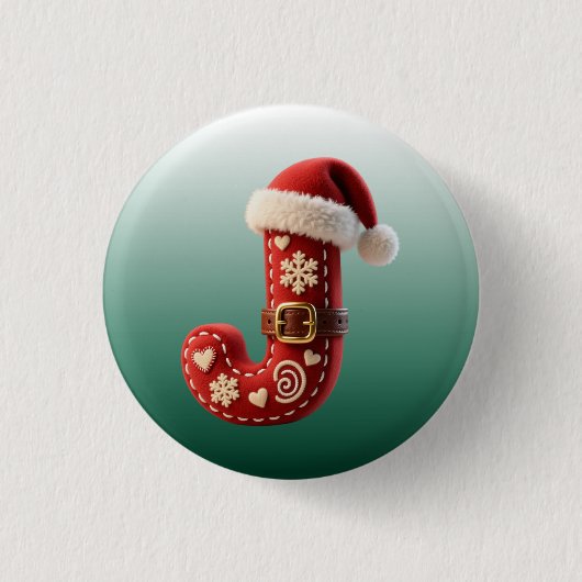 Layered Pastel Gold Trim Letter J 缶バッジ (正面)