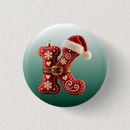 Layered Pastel Gold Trim Letter K 缶バッジ