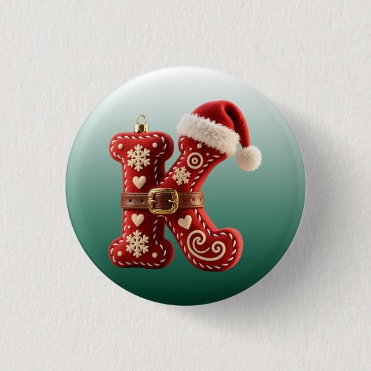 Layered Pastel Gold Trim Letter K 缶バッジ (正面)