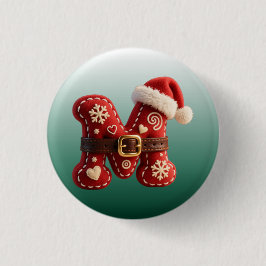 Layered Pastel Gold Trim Letter M 缶バッジ