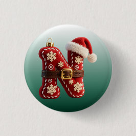 Layered Pastel Gold Trim Letter N 缶バッジ