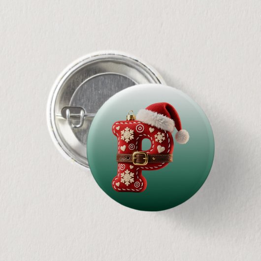 Layered Pastel Gold Trim Letter P 缶バッジ (正面&裏面)