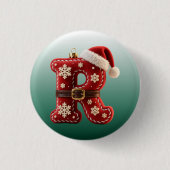 Layered Pastel Gold Trim Letter R 缶バッジ (正面)