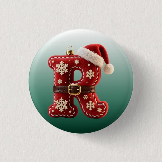 Layered Pastel Gold Trim Letter R 缶バッジ (正面)