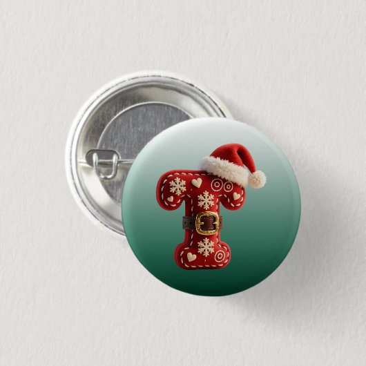 Layered Pastel Gold Trim Letter T 缶バッジ (正面&裏面)