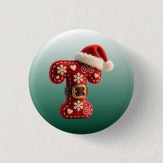 Layered Pastel Gold Trim Letter T 缶バッジ (正面)