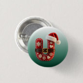 Layered Pastel Gold Trim Letter U 缶バッジ (正面&裏面)