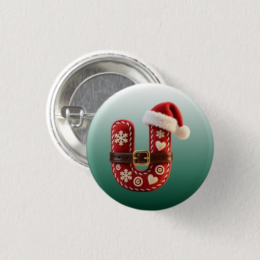 Layered Pastel Gold Trim Letter U 缶バッジ (正面&裏面)