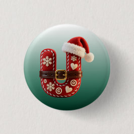 Layered Pastel Gold Trim Letter U 缶バッジ