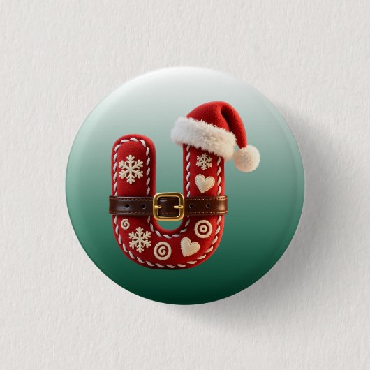 Layered Pastel Gold Trim Letter U 缶バッジ (正面)