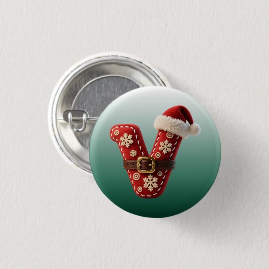 Layered Pastel Gold Trim Letter V 缶バッジ (正面&裏面)