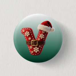 Layered Pastel Gold Trim Letter V 缶バッジ