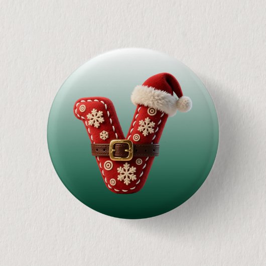 Layered Pastel Gold Trim Letter V 缶バッジ (正面)