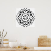 Layered Petal Burst Mandala with Bold Ink Lines ポスター (キッチン)