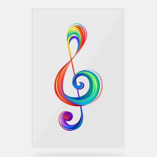 Layered rainbow treble clef アクリルサイン (正面)