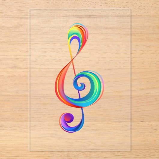 Layered rainbow treble clef アクリル招待状 (正面)