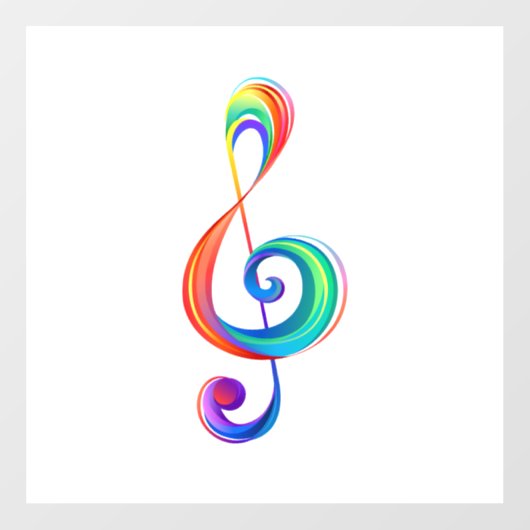 Layered rainbow treble clef ウィンドウサイン (シート)