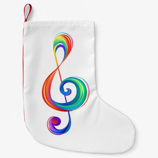 Layered rainbow treble clef スモールクリスマスストッキング (正面)