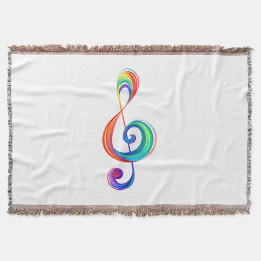 Layered rainbow treble clef スローブランケット (正面)