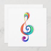 Layered rainbow treble clef ノートカード (正面/裏面)