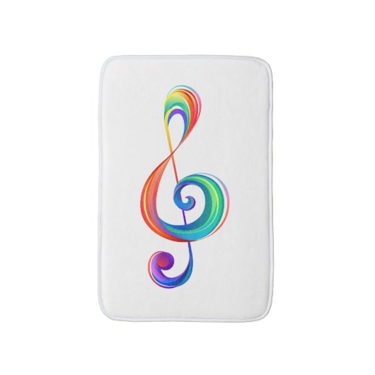 Layered rainbow treble clef バスマット (正面縦)
