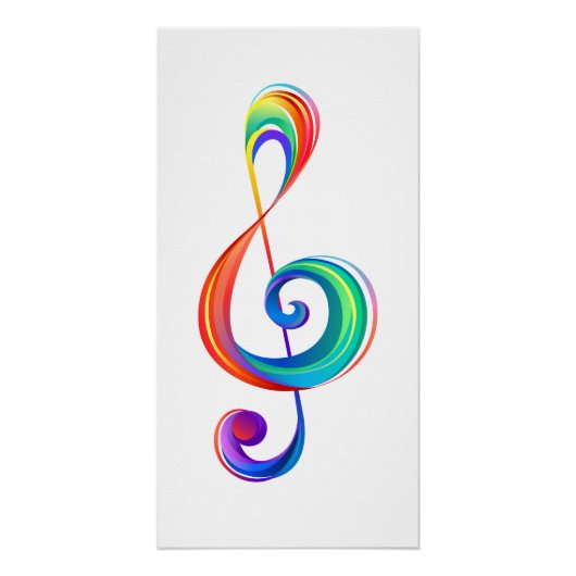 Layered rainbow treble clef ポスター (正面)