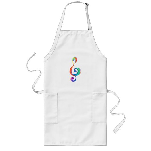 Layered rainbow treble clef ロングエプロン (正面)