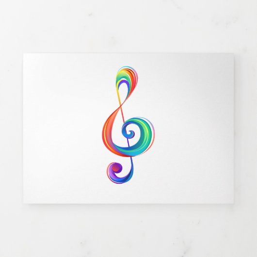 Layered rainbow treble clef 三つ折り案内状 (カバー)