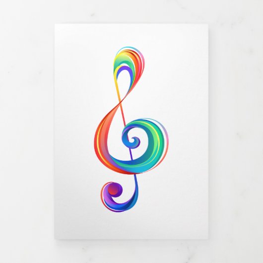Layered rainbow treble clef 三つ折り案内状 (カバー)
