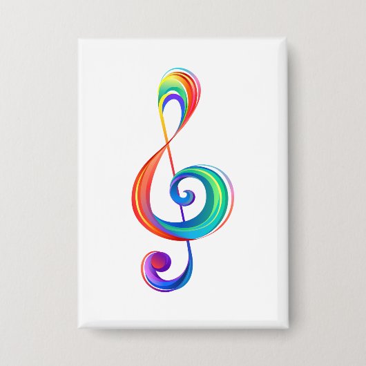 Layered rainbow treble clef 缶バッジ (正面)