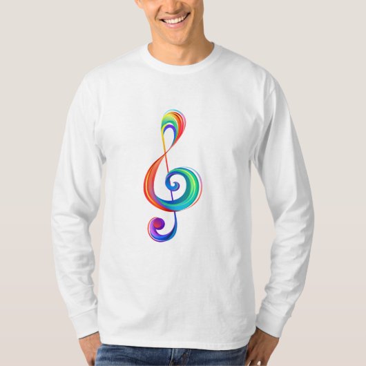 Layered rainbow treble clef tシャツ (正面)