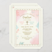 Layered Religious Pink and Blue 招待状 (正面/裏面)