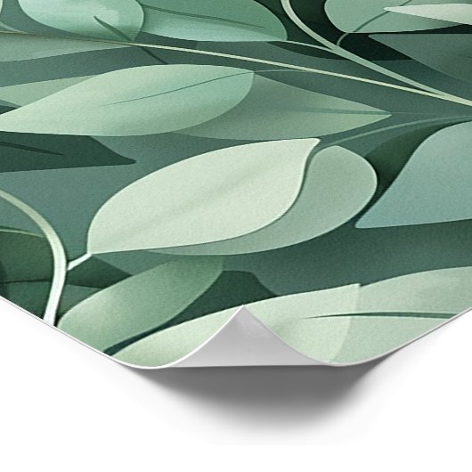 Layered Sage Botanical Leaf Pattern Wall Art ポスター (角)