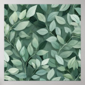 Layered Sage Botanical Leaf Pattern Wall Art ポスター (正面)