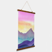 Layered Watercolor Mountains 吊り下げ型タペストリー (傾斜あり)
