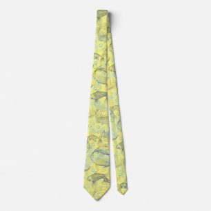 Layering Fishes Pattern 02.Dark blue.b L Yellow BG ネクタイ