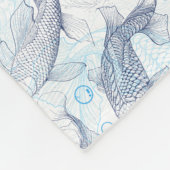 Layering Fishes Pattern 02.Dark blue.b No BG フリースブランケット (角)