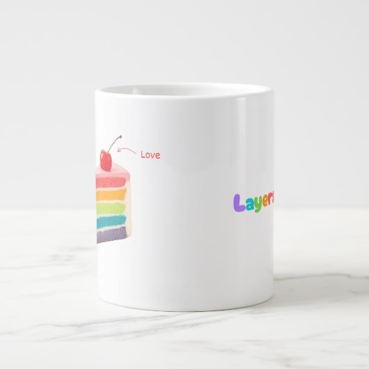 Layers of Life - Rainbow Cake of Growth & Mindset ジャンボコーヒーマグカップ (正面)