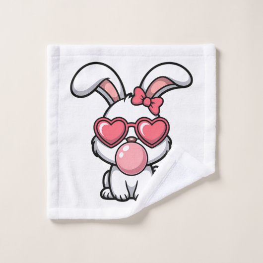layful Kawaii Rabbit with Bubblegum Bubble ウォッシュタオル (ウォッシュタオル)