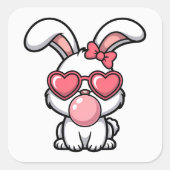 layful Kawaii Rabbit with Bubblegum Bubble スクエアシール (正面)