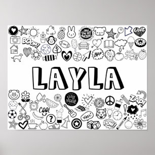 'LAYLA'カラー – フルカスタムアウトラインデザイン ポスター