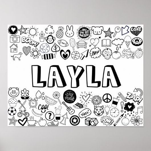 'LAYLA'カラー – フルカスタムアウトラインデザイン ポスター (正面)
