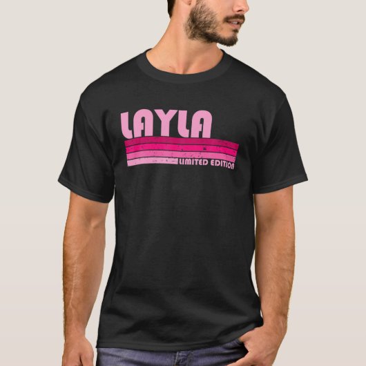 LAYLA名パーソナライズされたレトロヴィンテージ80S 90S Birt Tシャツ (正面)