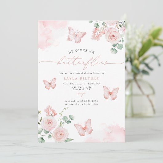 LAYLA赤面ヘイ与えメ蝶ブライダルシャワー 招待状 (スタンド正面)