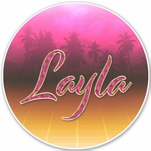 Layla Vorname Name golden pink Aufkleber Sticker シール (正面)