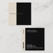 Layout モダン Black & Bege Social Media スクエア名刺 (正面/裏面)