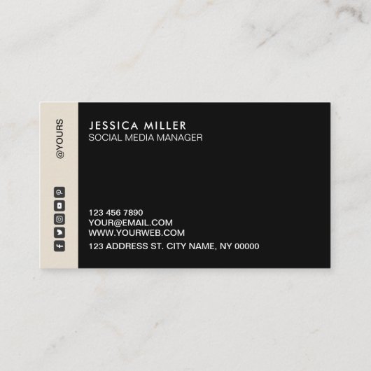 Layout モダン Black & Bege Social Media 名刺 (裏面)