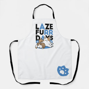 Laze Far日 – かわいい怠け猫デザイン エプロン